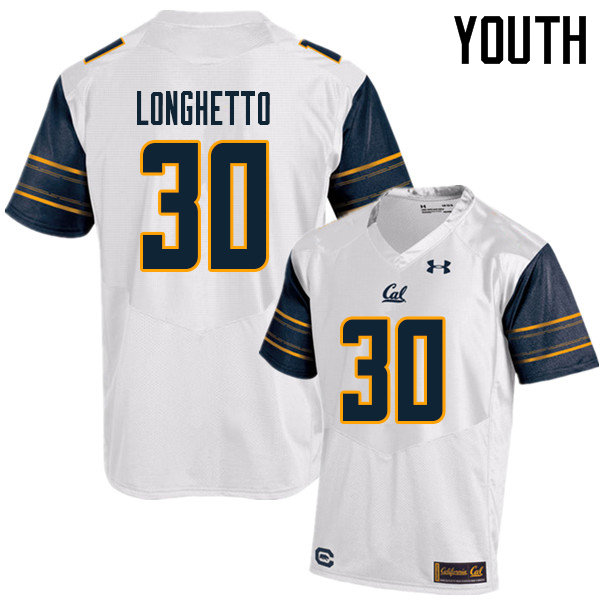 Youth #30 Dario Longhetto Cal Bears UA College Football Jerseys Sale-White